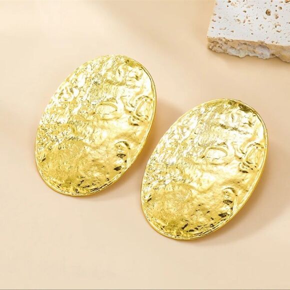 Zara Gold Oval Earrings - Picture 3 of 9